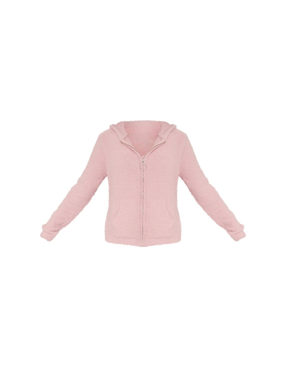 Pink Cosy Long Sleeve Zip Up Hooded Pyjama Top - 4
