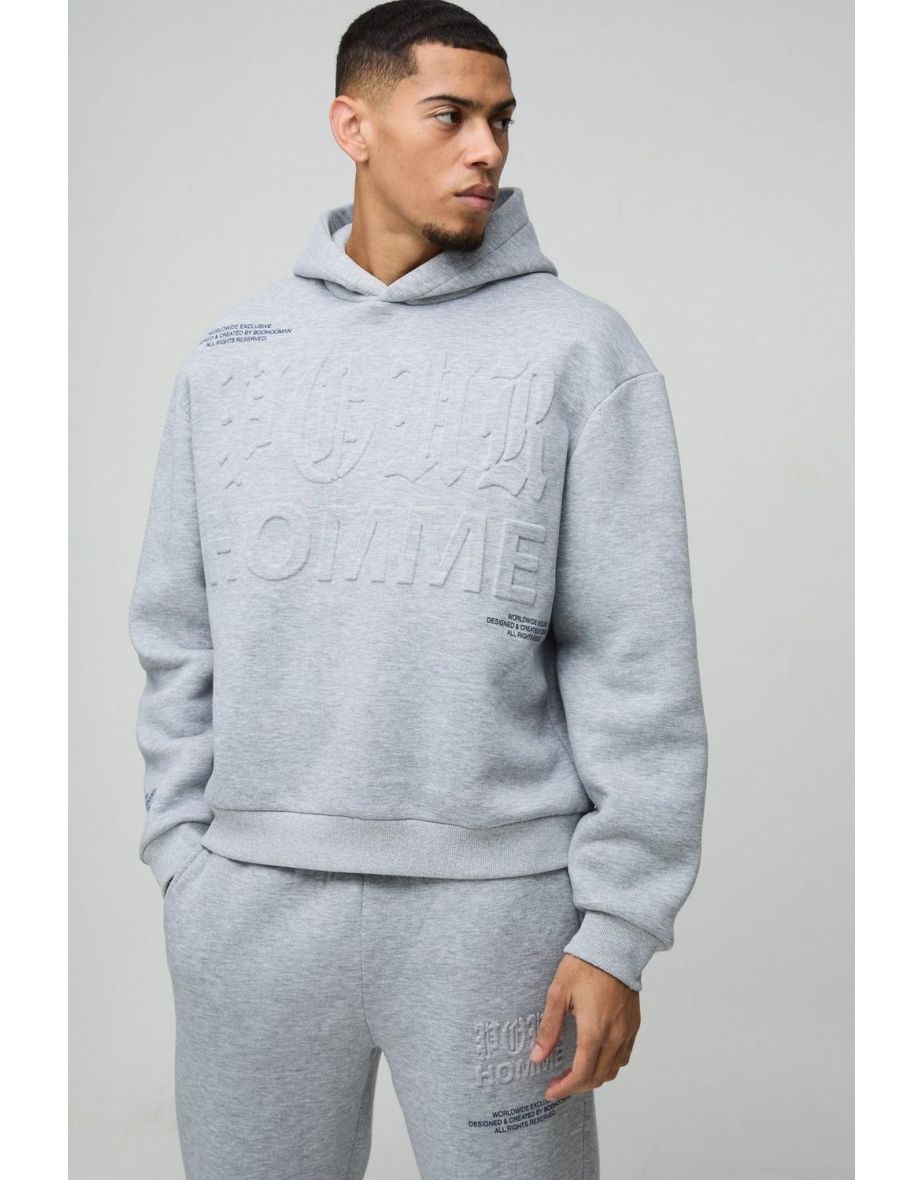 Oversized Boxy Homme Printed Embossed Tracksuit - 2