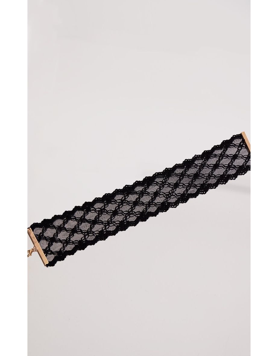 Black Lace Wide Choker Necklace - 3