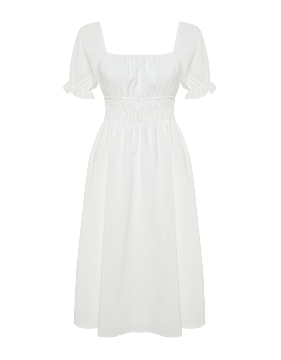 ECRU WOVEN MIDI DRESS - 7