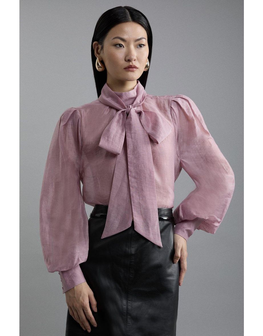 Organdie Woven Bow Blouse