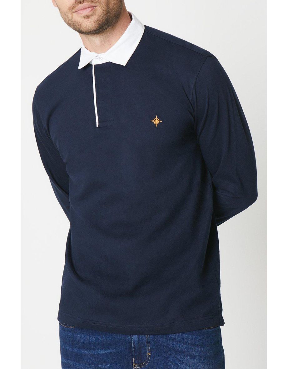 Embroidered Rugby Shirt - navy