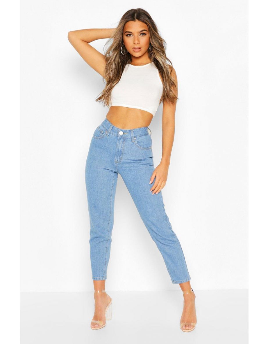 Petite High Rise Straight Leg Jean - light blue - 3