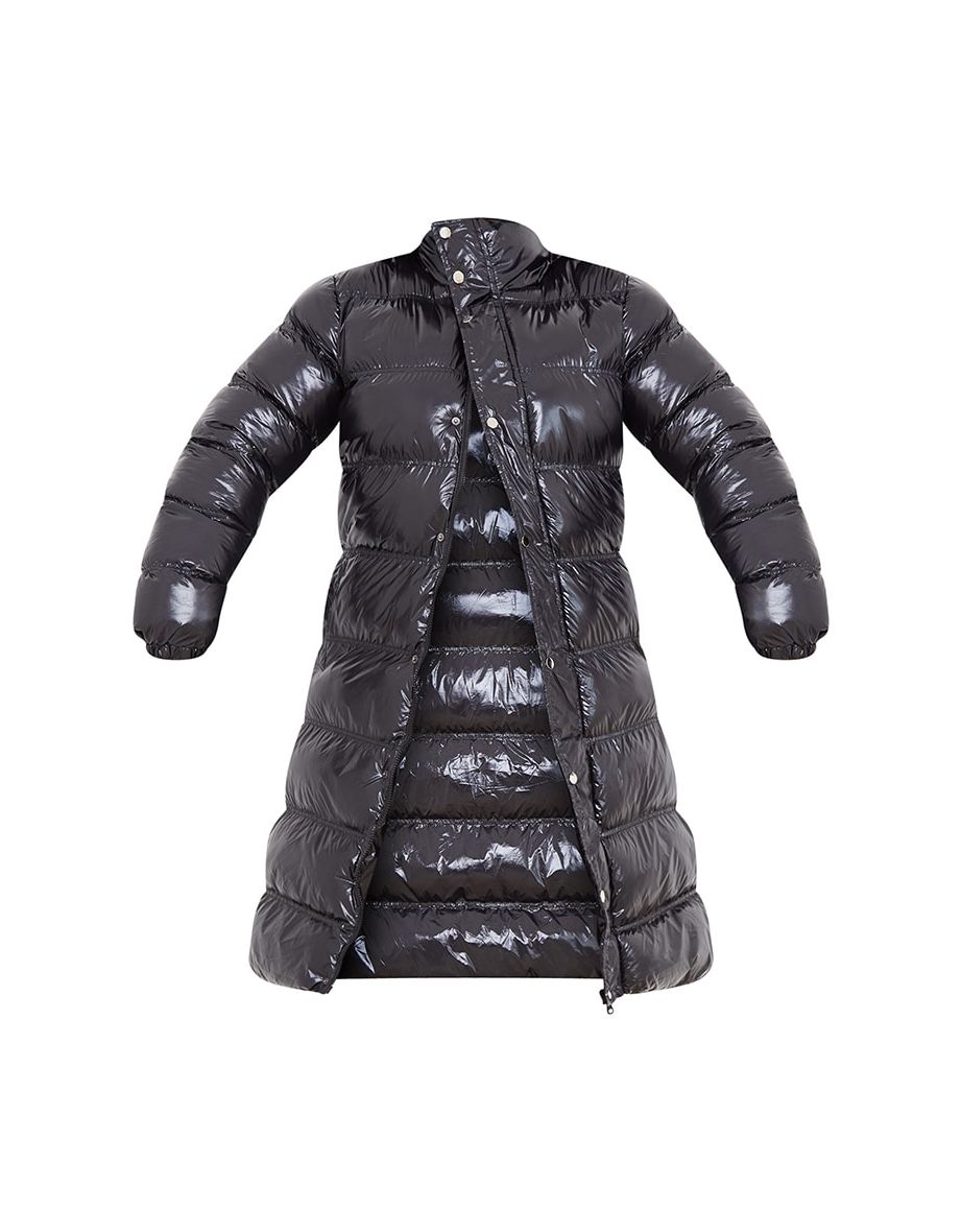 Black maxi high shine fitted puffer online