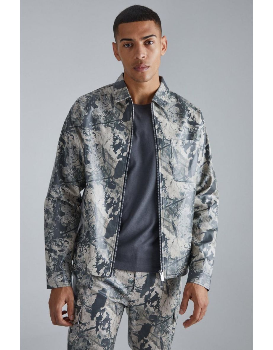Pu Long Sleeve Boxy Abstract Shirt