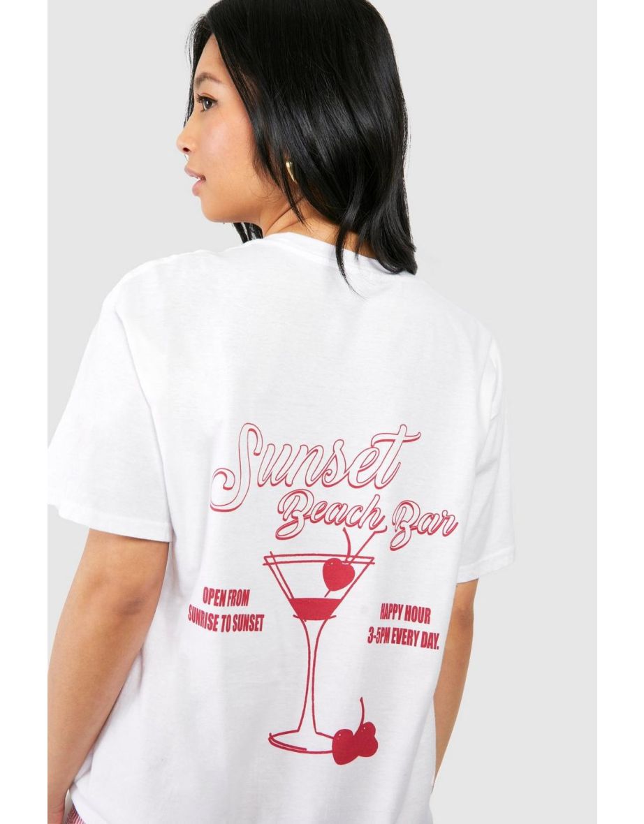 Petite Oversized Cocktail Graphic T-shirt - white - 3