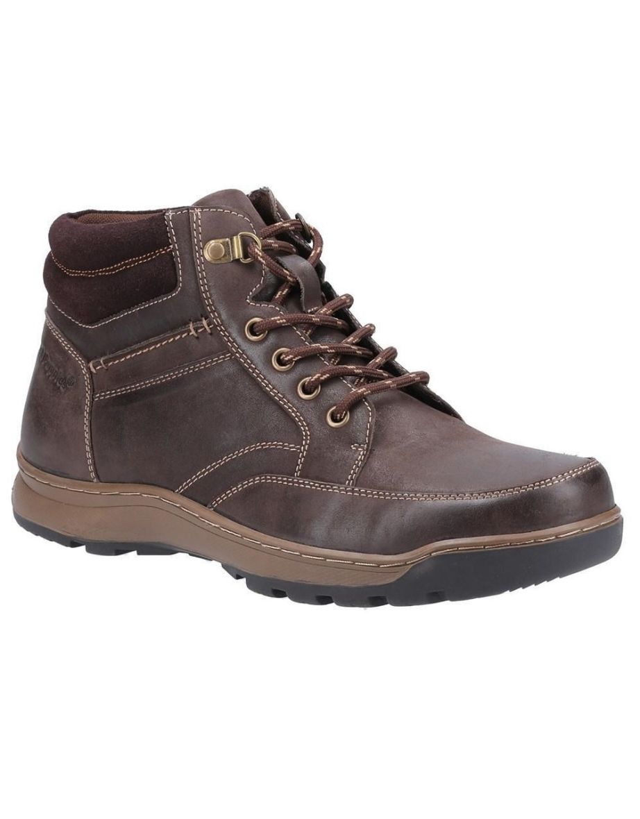Hush Puppies Mens Grover Leather Boots - Brown