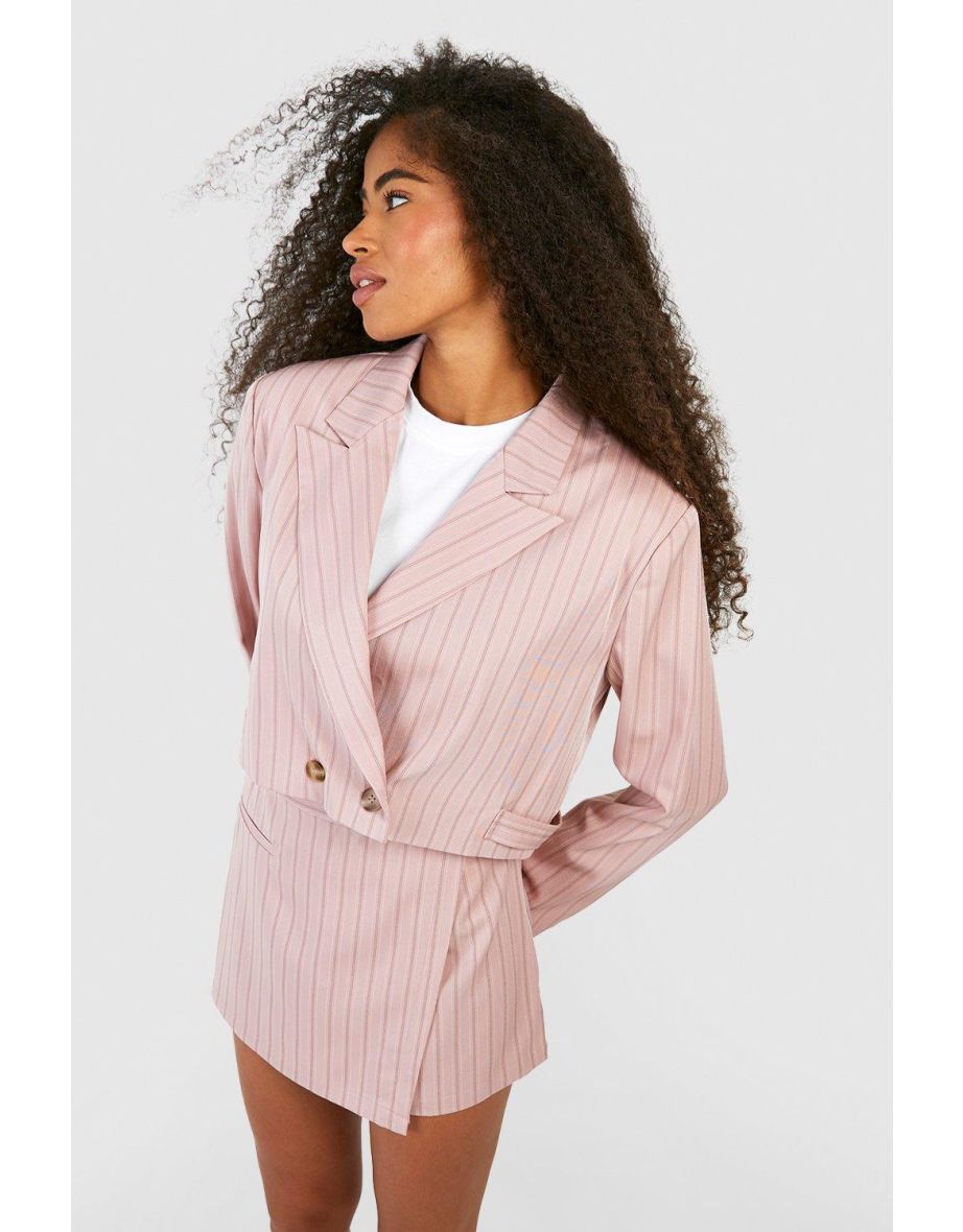 Cropped pinstripe outlet blazer