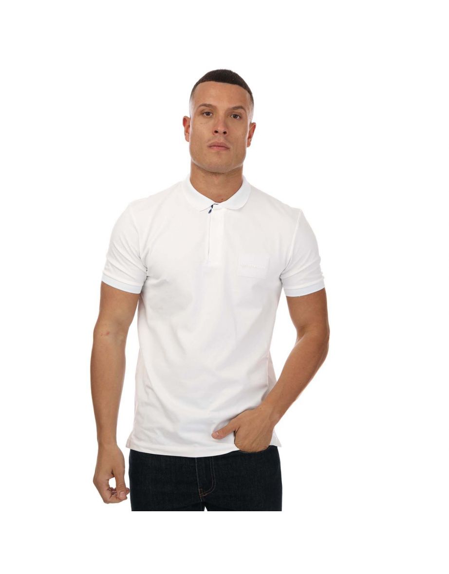 Men's Armani Logo Polo Shirt in White