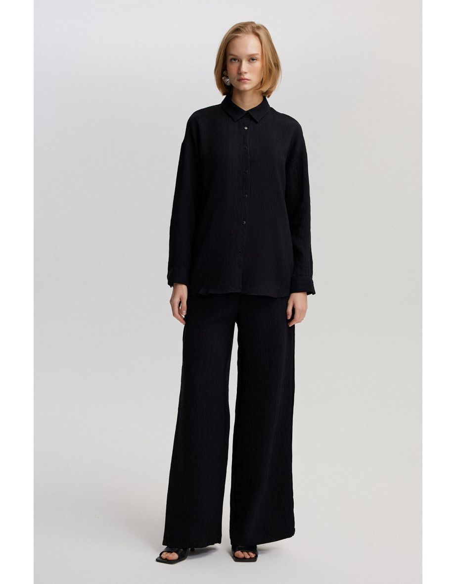 TIE DETAILED SHIRT TROUSER SET