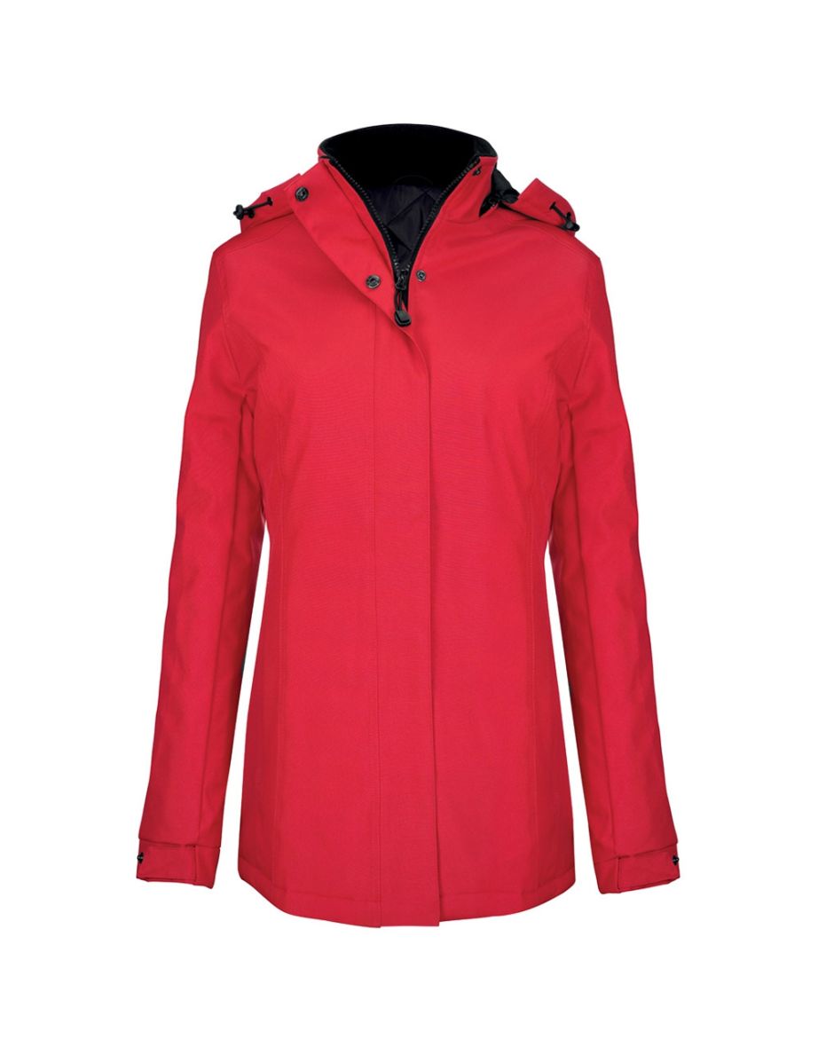 Kariban Womens/Ladies Hooded Parka Jacket - Red