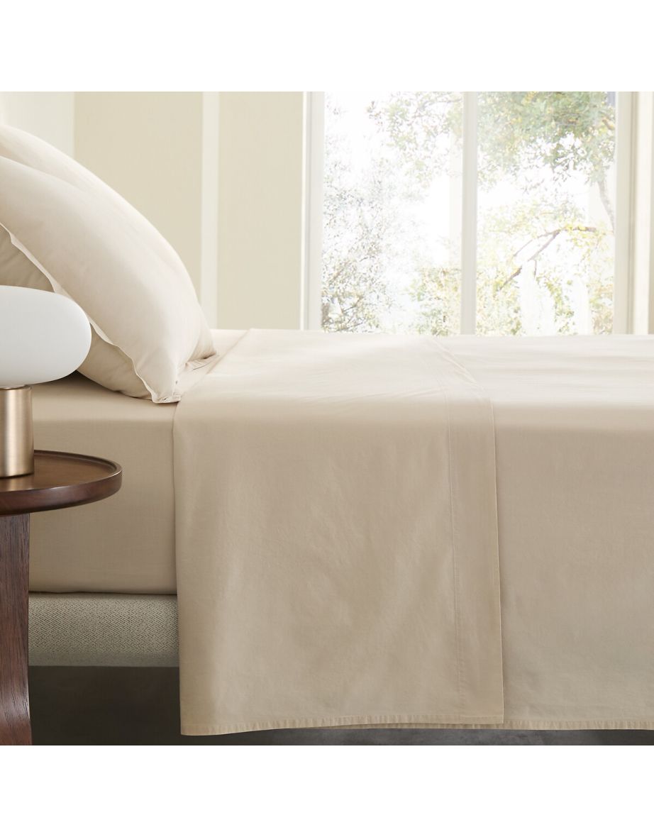 Sabbal Washed Cotton Percale Flat Sheet