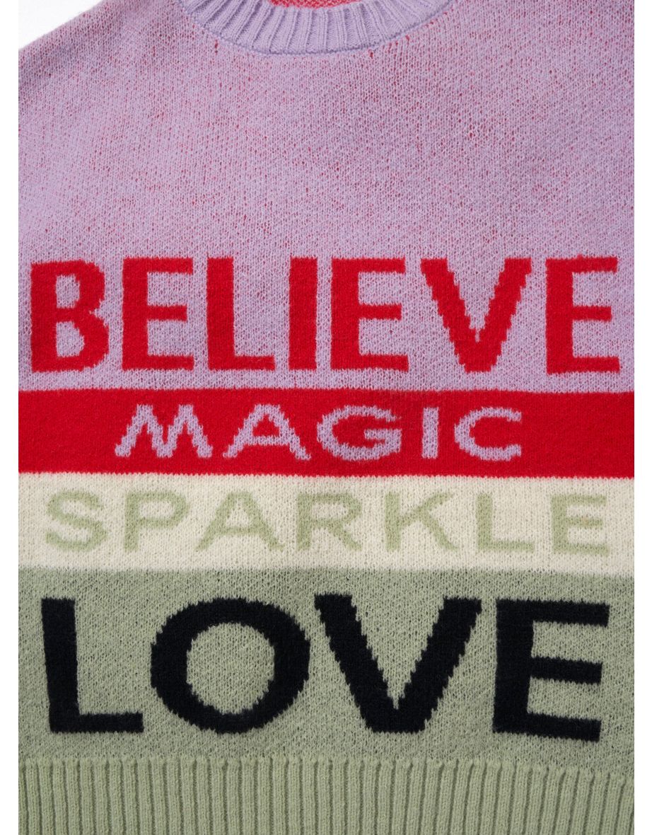 Norah Pink Believe Slogan Jumper - 4