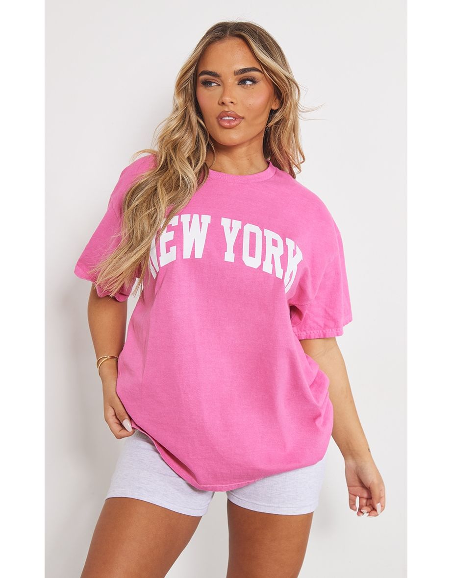 Fitted T-Shirt In Washed Neon Pink