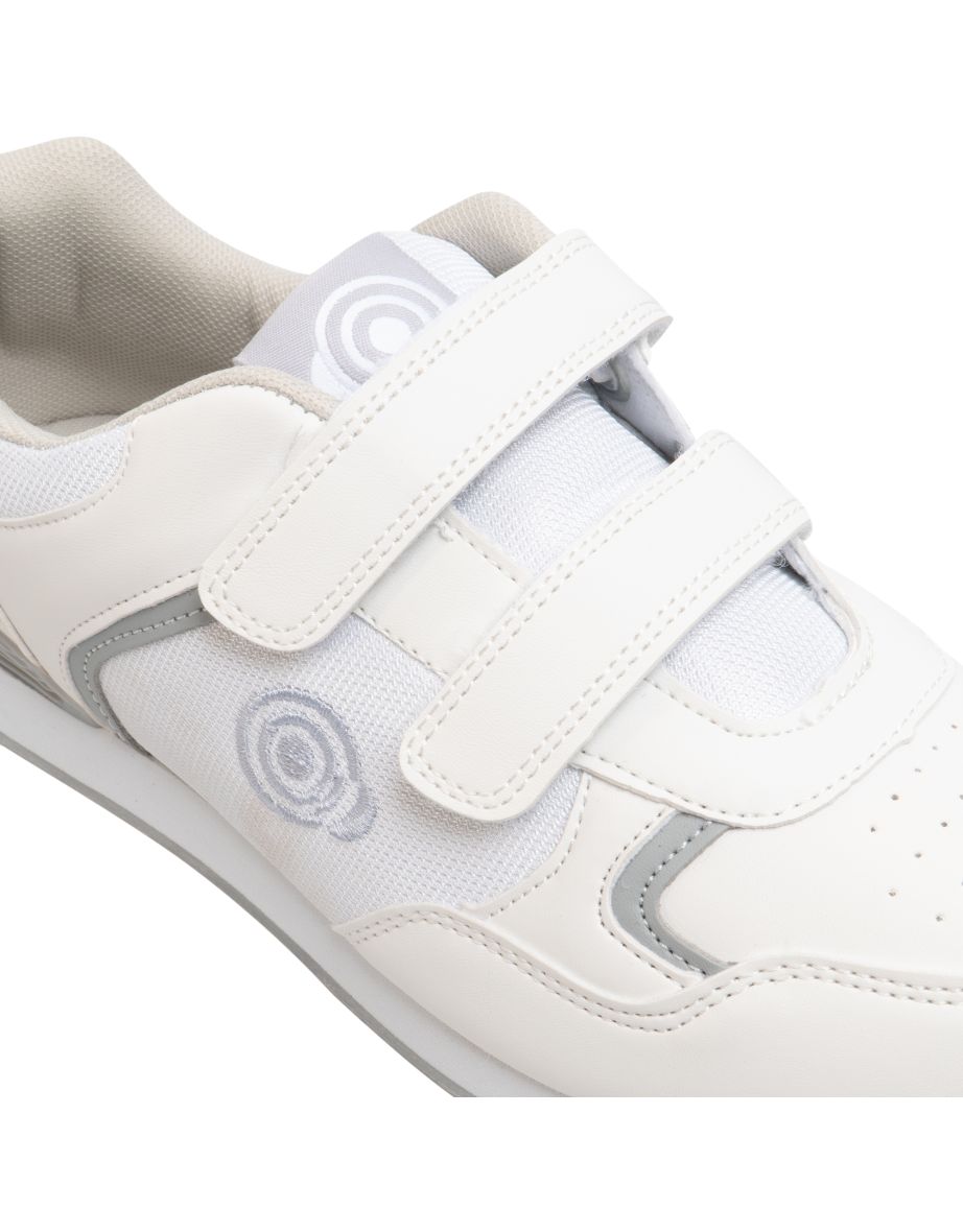 Dek Mens Drive Touch Fastening Trainer-Style Lawn Bowling Shoes - White/Grey - 3