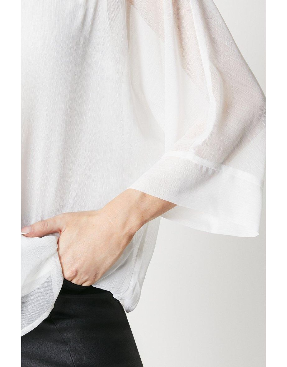 Chiffon Batwing Blouse - ivory - 3