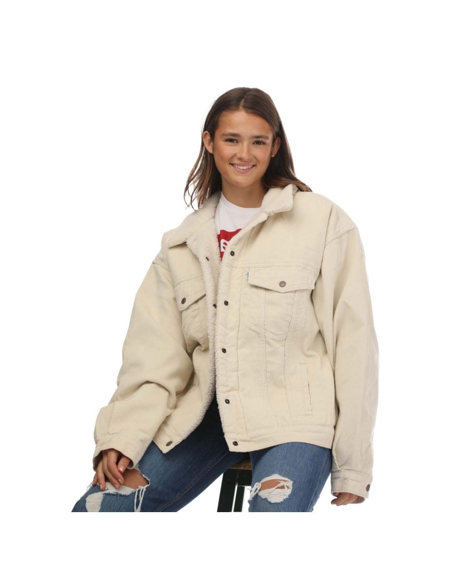 Women's Levis Plus 90s Sherpa Trucker Jacket in Cream - 5
