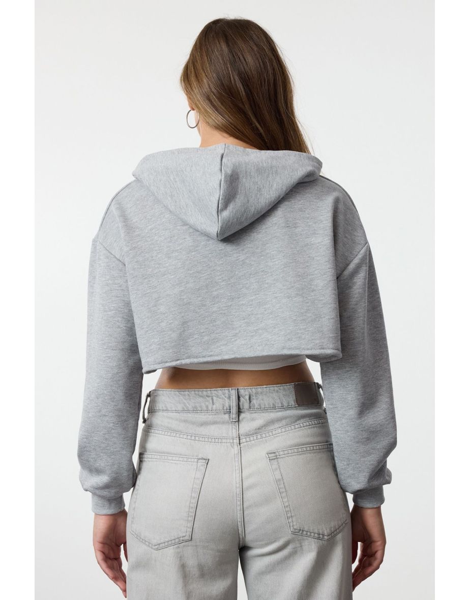 Gray Melange Knitted hoodie - 4