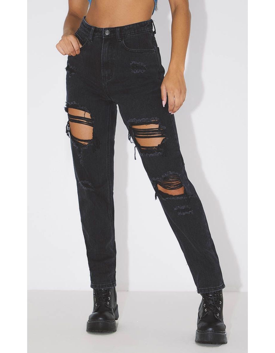 black distressed mom jeans womens