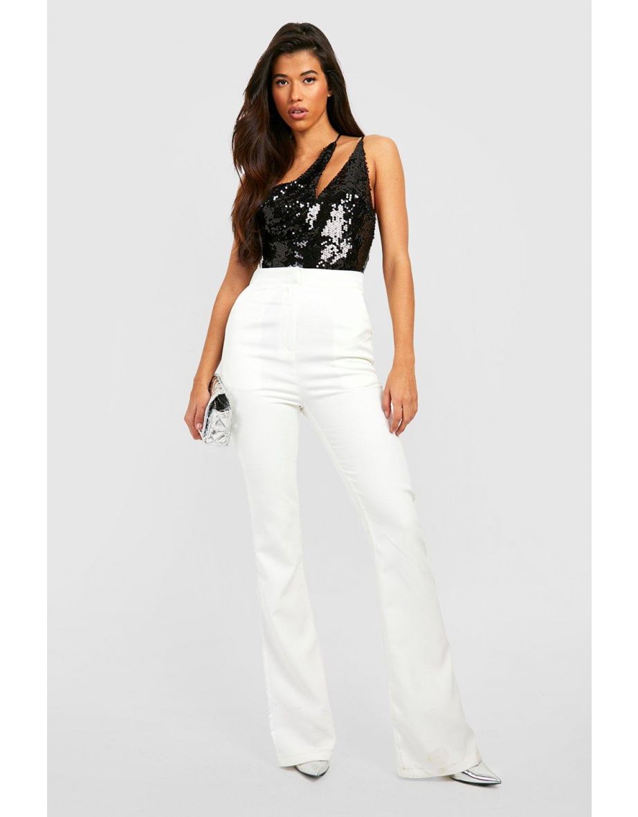Tall Asymmetric Sequin Bodysuit - black - 3