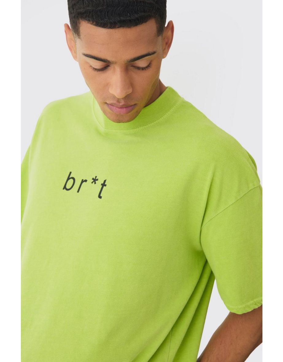 Oversized Extended Neck Brat T-Shirt - green - 2