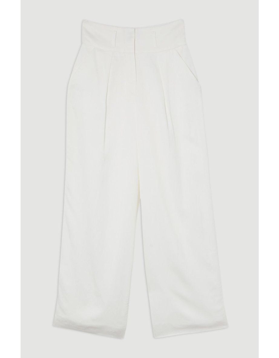 Tailored Viscose Linen Wide Leg Trouser - 3