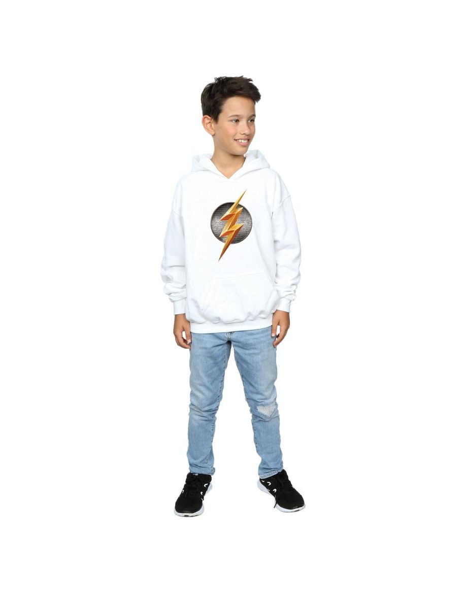 DC Comics Boys Justice League Movie Flash Emblem Hoodie - White - 3