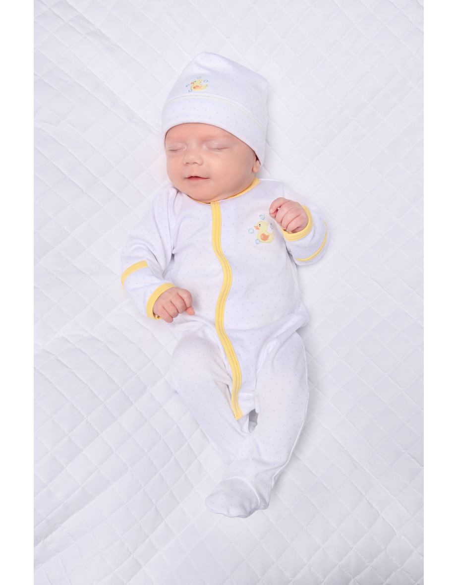 Baby Rubber Ducky Embroidered Babygrow in White