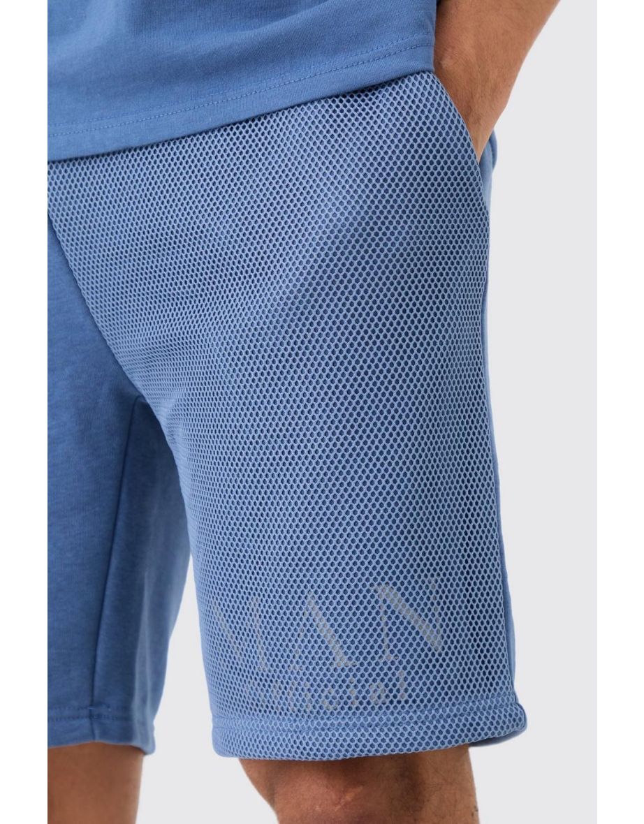 Loose Fit Man Official Splice Mesh Short - blue - 2
