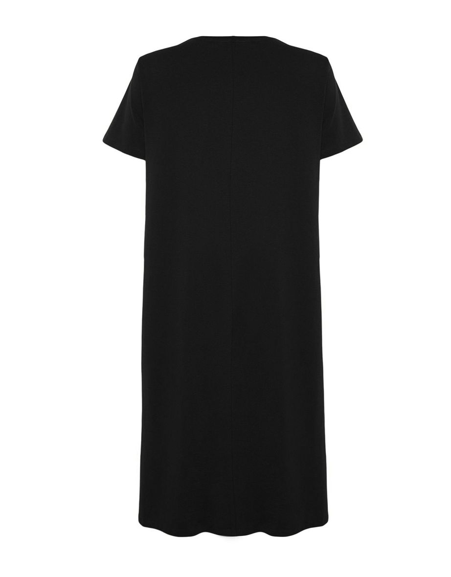 Black Jersey Knit Plus Size Dress - 4
