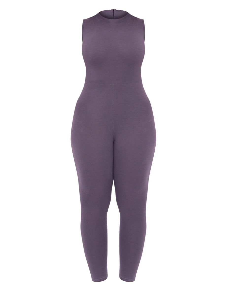 Shape Charcoal Grey Cotton Sleeveless High Neck Jumpsuit - 4
