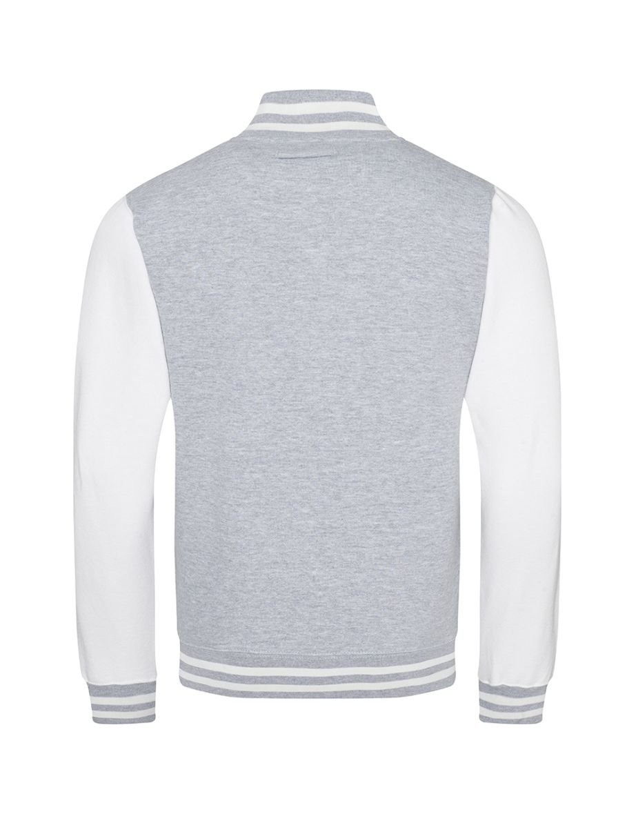 Awdis Unisex Varsity Jacket - Heather Grey /White - 1
