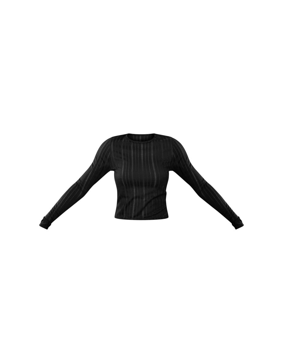 Black Stripe Ladder Long Sleeve Top - 4