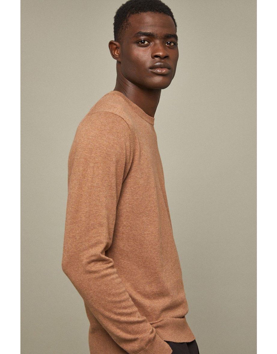 Cotton Rich Brown Marl Crew Neck Jumper
