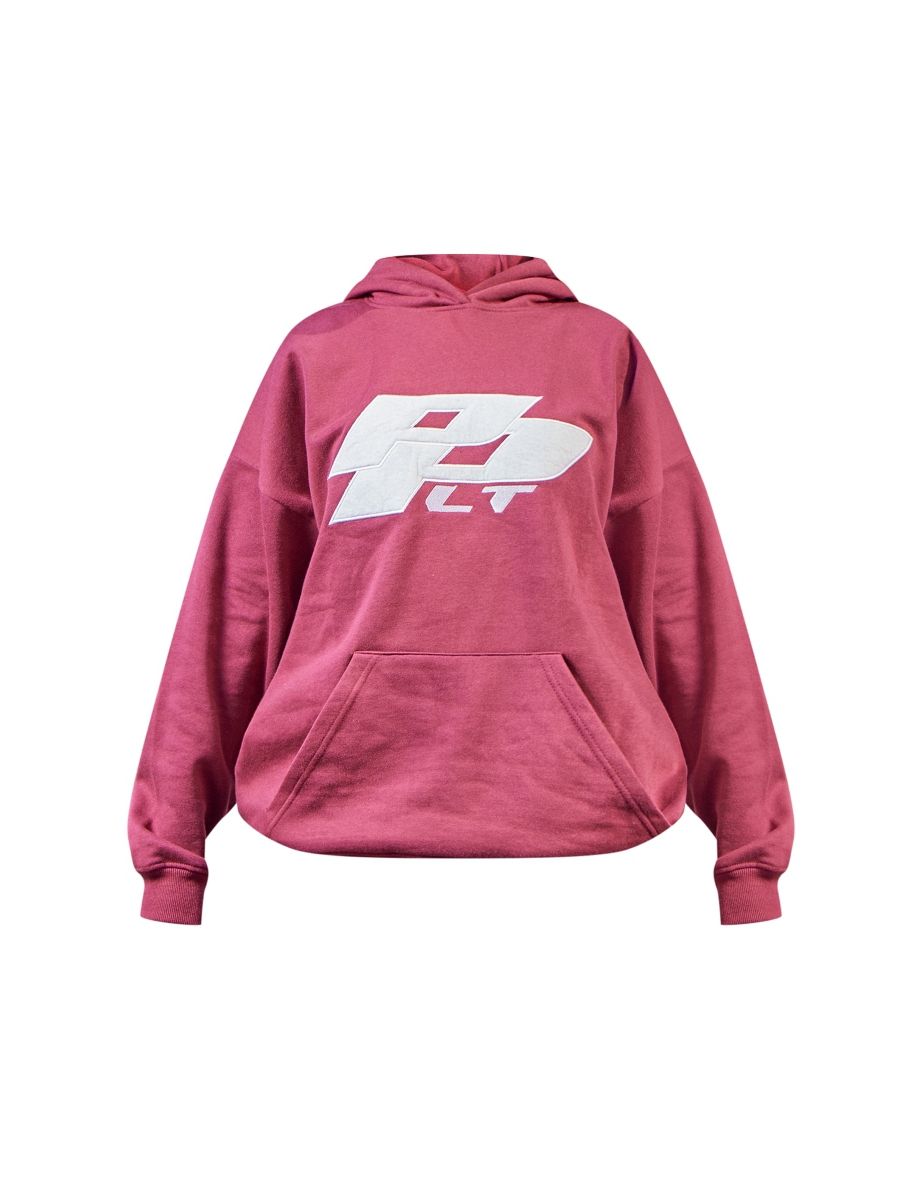 PRETTYLITTLETHING Dark Red Embroidered Front Pocket Oversized Hoodie - 4