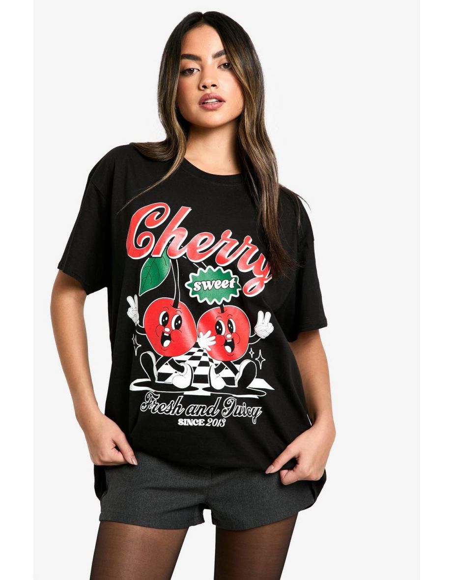Cherry Sweet Oversized T-shirt - black
