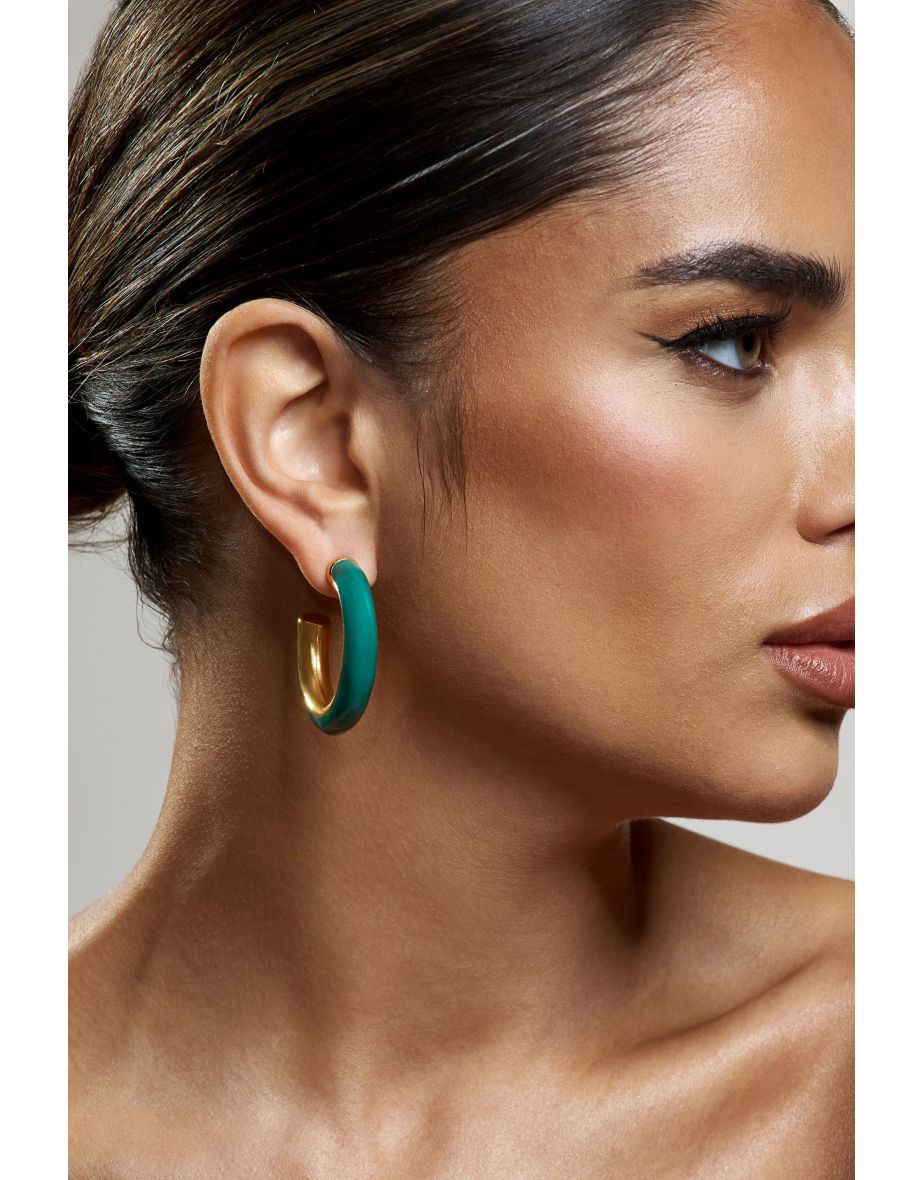 Sigma | Green Chunky Hoop Earrings - 3