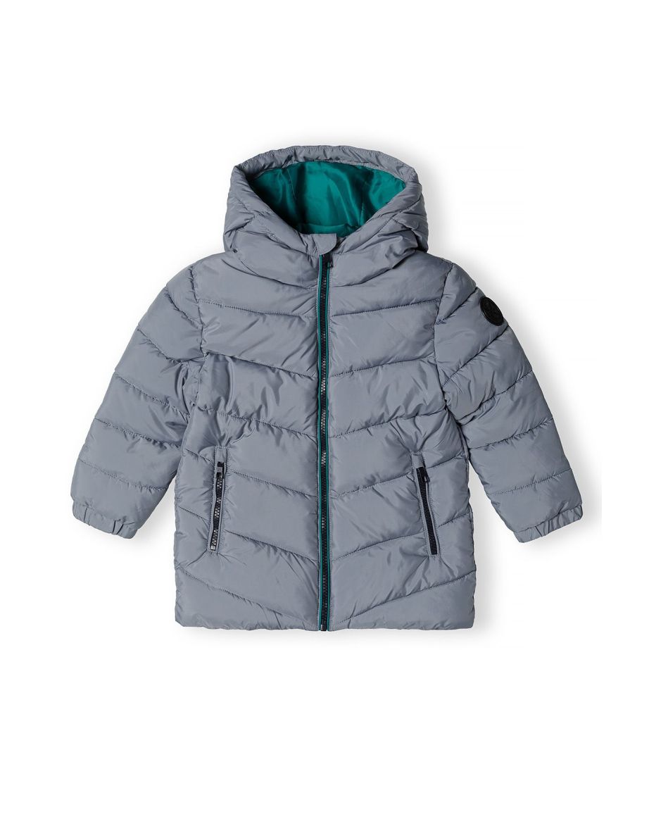 Boys Padded Jacket With Hood And Contrast Lining