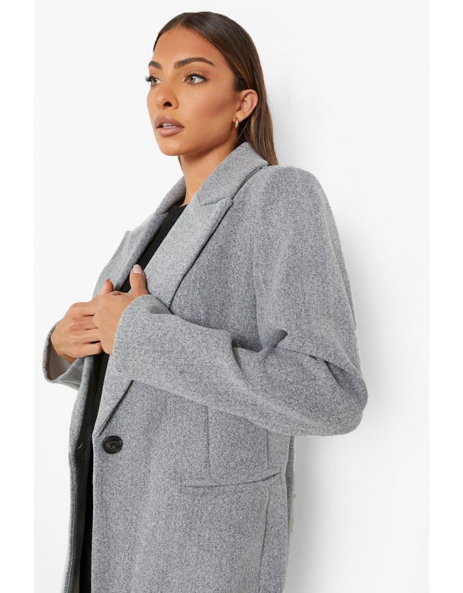 Tailored Wool Look Coat - light grey - 3