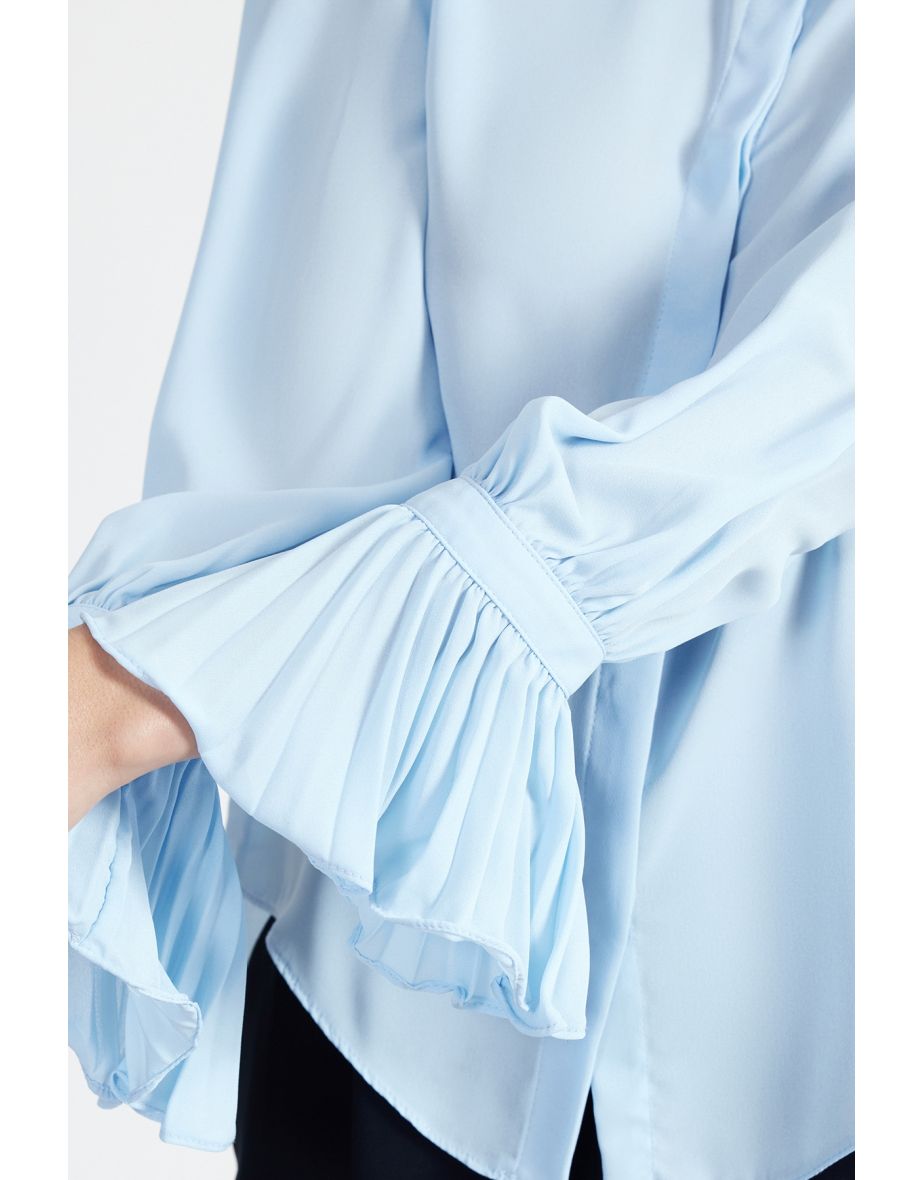Baby Blue Spanish Sleeve Woven Shirt - 7