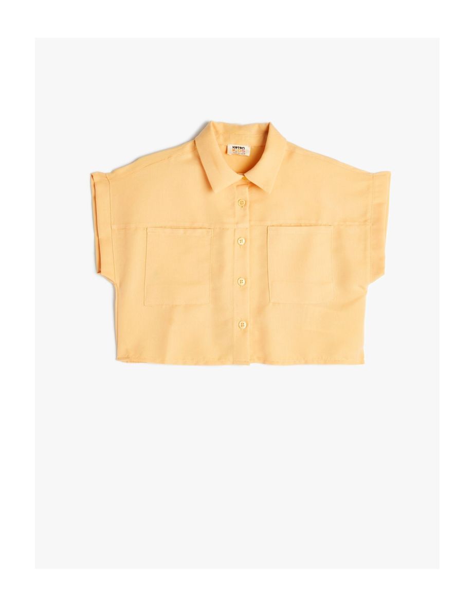 Crop Shirt Short Sleeve Pocket Detailed Modal Fabric
