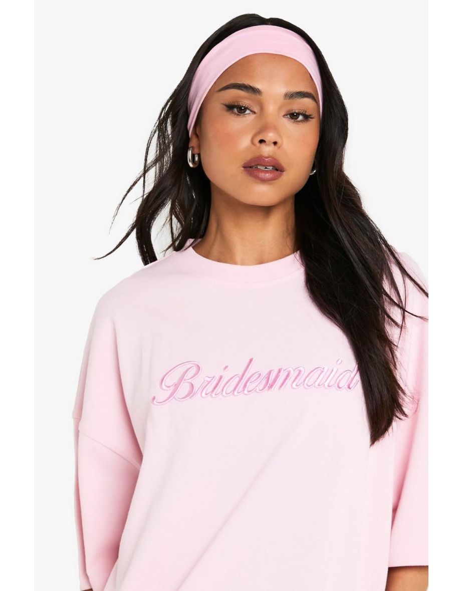 Bridal 'Bridesmaid' Embroidered Oversized T-Shirt - 3