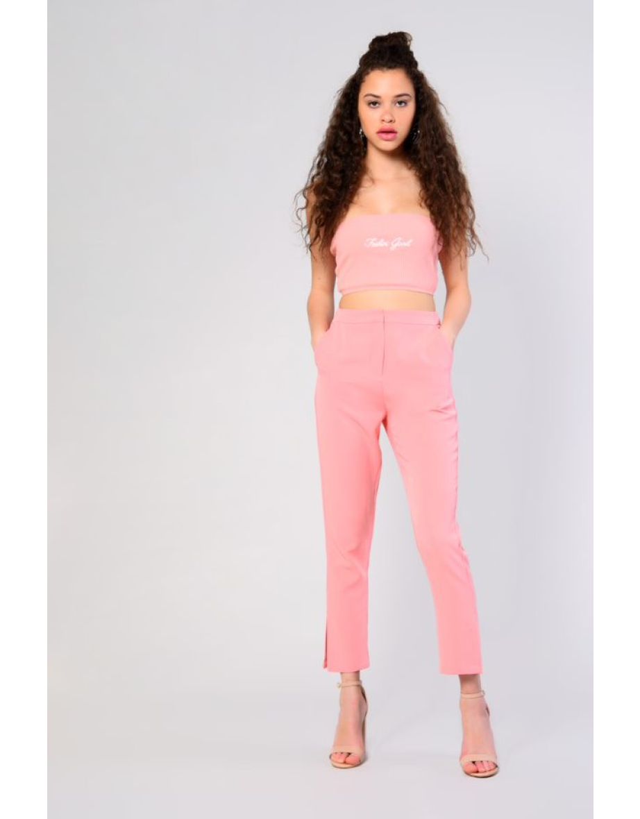 Glamorous Pink Split Hem Trousers