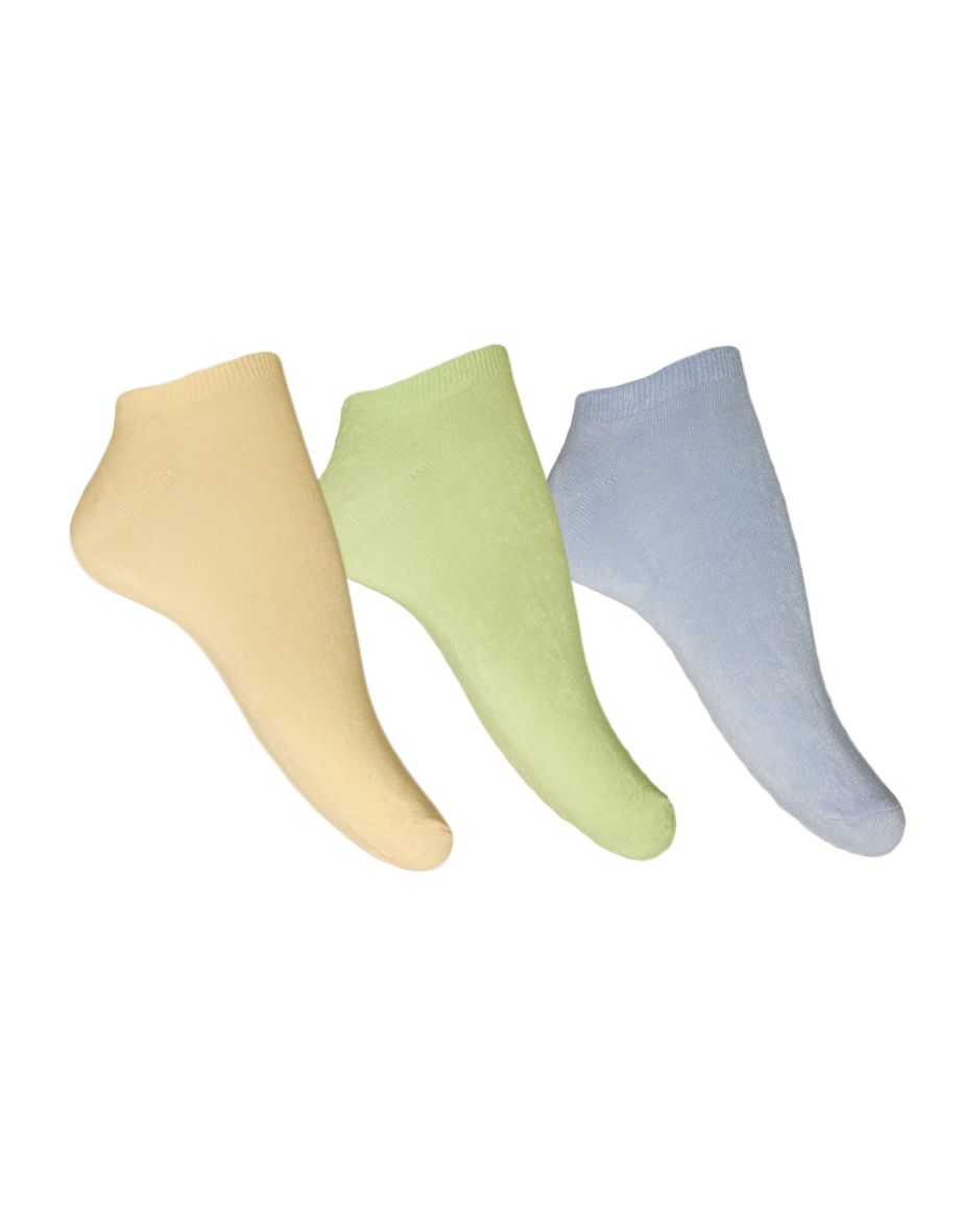 Simply Essentials Womens/Ladies Bamboo Trainer Socks (Pack Of 3) - Blue/Mint/Yellow
