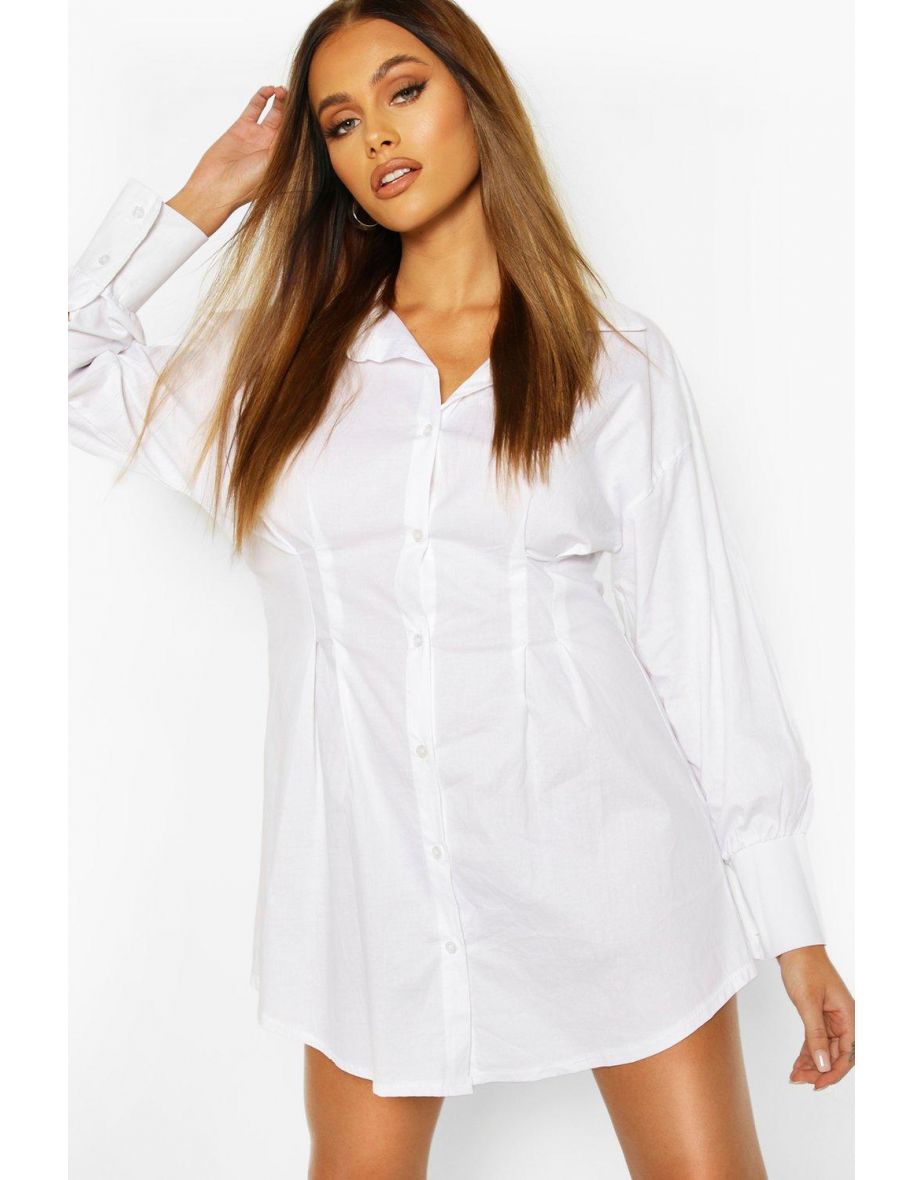 white corset shirt dress