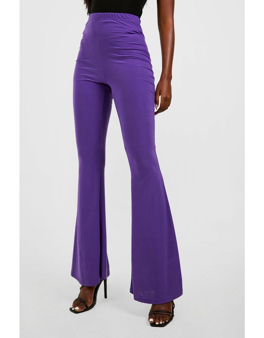 Slinky High Waisted Flared Trousers - purple - 3