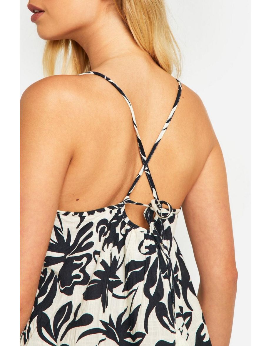 Mono Floral Strappy Swing Dress - 3