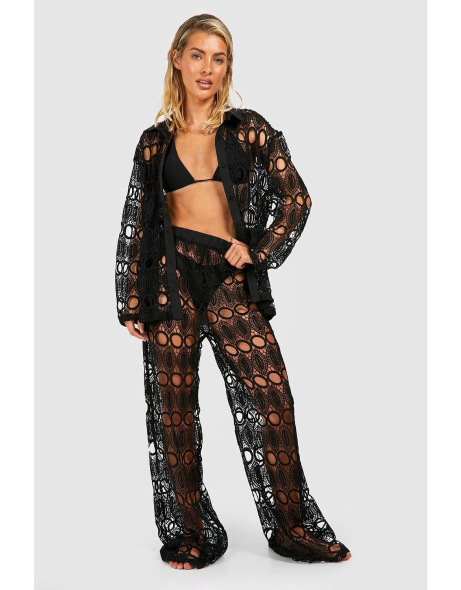 Black lace outlet beach trousers