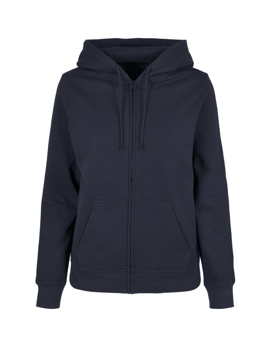 Shop Build Your Brand Womens Ladies Basic Full Zip Hoodie Navy Online in Bahrain VogaCloset