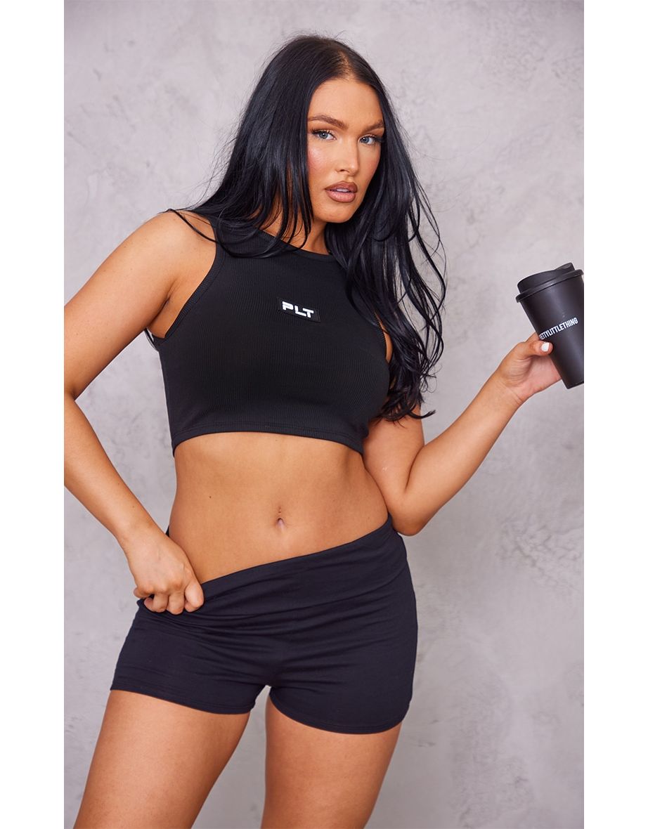 PrettyLittleThing, Shorts, Brand New Plt Sport Gym Workout Set Gray And  Black